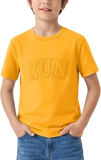 Haloumoning Maglietta a maniche corte per bambini, estiva, casual, girocollo, alla moda, 5-14 anni
