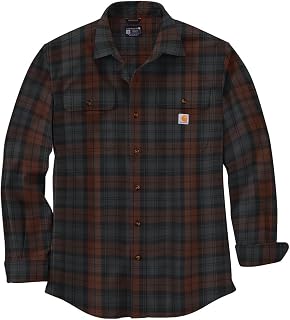 Carhartt Men's Long Sleeve Checked Heavy Flannel Loose Fit Shirt