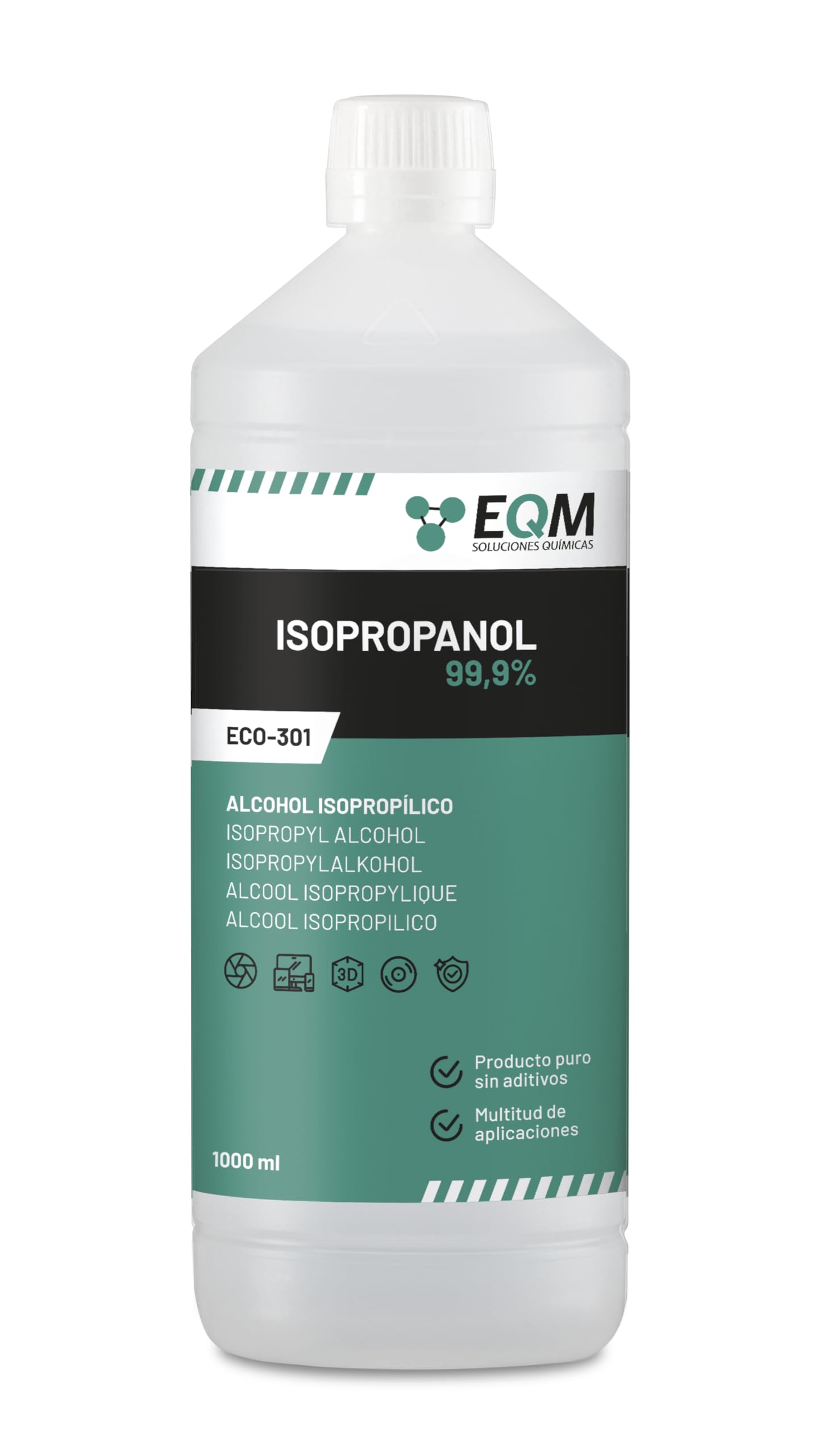 EQM - ECO-301 - Isopropyl Alcohol 99.9% - 1L - Isopropanol - Cleaning electronic