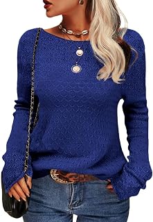 Tankaneo Womens Color Block Long Sleeve Crew Neck Jumper