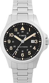 Timex Expedition Nord Field Solar 41mm Stainless Steel Watch TW2V41600, Silver/Black