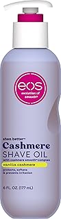 eos Vanilla Cashmere Shave Oil- Moisturizing Natural Shea Butter, 6 fl oz | Blend of Shea, Cocoa, &amp; Argan Butters &amp; Oils, Nourishing Formula to Minimize Irritation, 100% Vegan &amp; Cruelty-Free