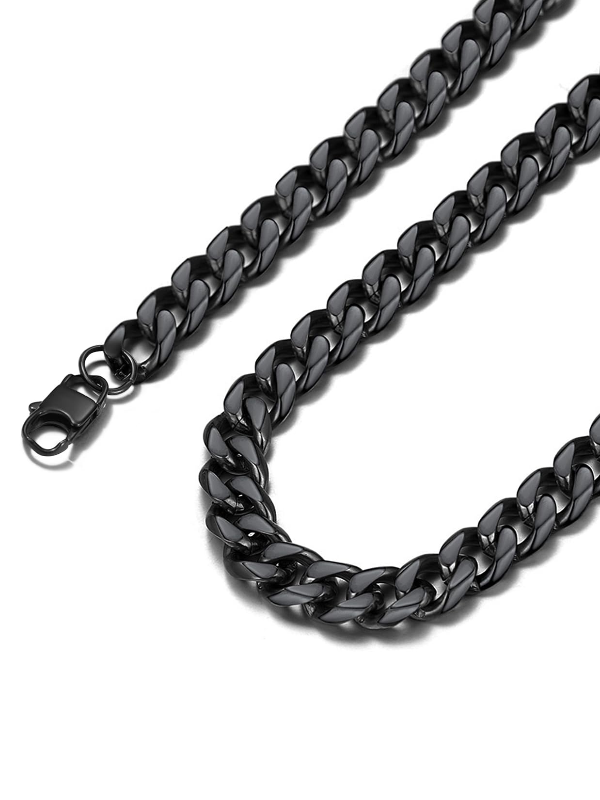 Suplight Cuban Link Chain for Men Women, 18K Gold Plated/Stainless Steel Black M