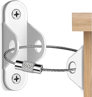 Ougourim Furniture Anchors 10 Pack, Anti Tip Kit for Baby Proofing | ASTM F3096-23 Tested Furniture Wall Anchors for Dressers, Cabinets, Drawers, Earthquake Straps, Quick Release, White