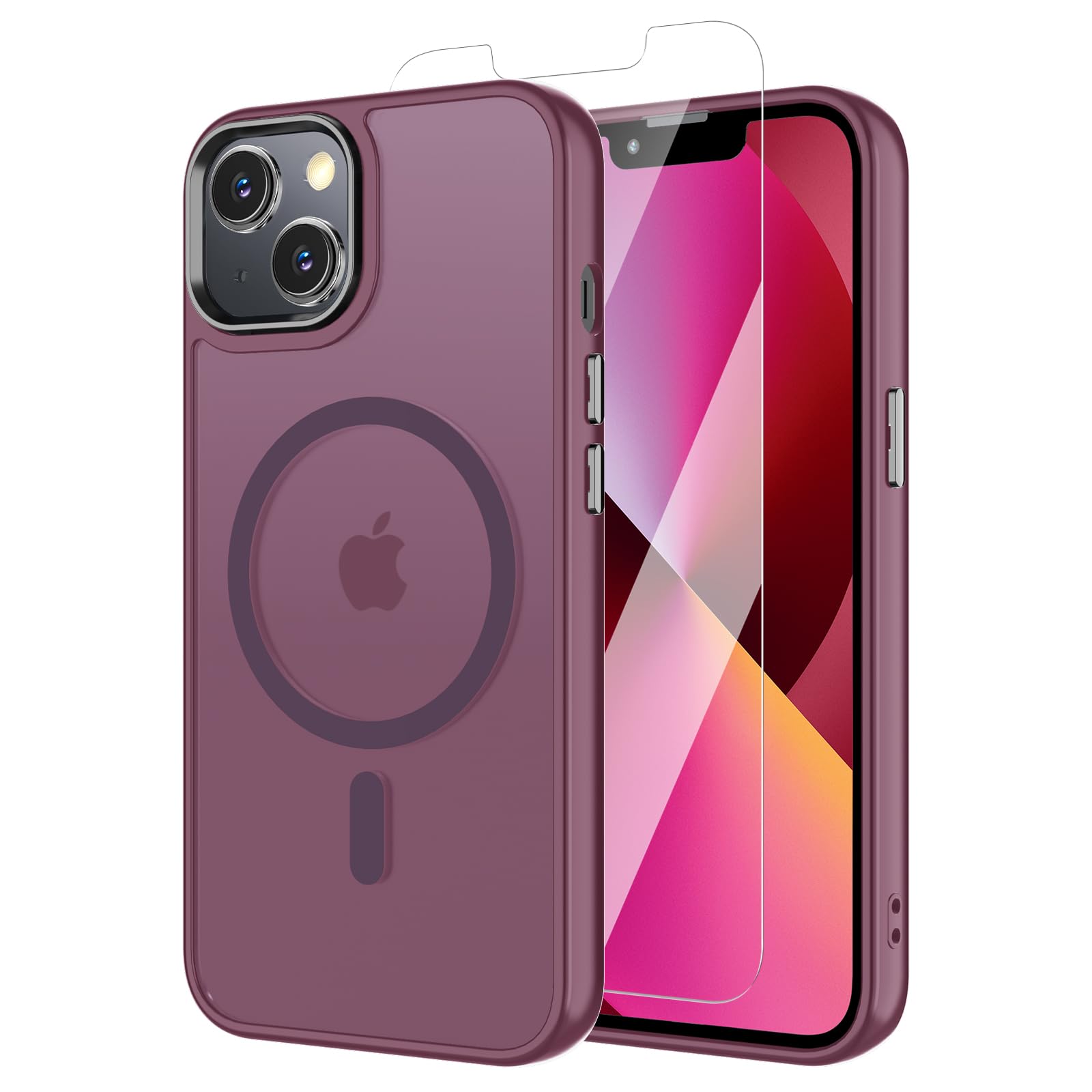 Magnetic Case for iPhone 13, iPhone 14 with Screen Protector, [Compatible with M
