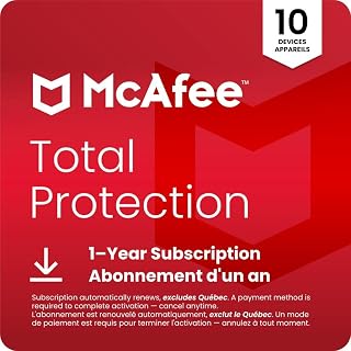 McAfee Total Protection 2026 Ready | 10 Device | Cybersecurity Software Includes Antivirus, Secure VPN, Password Manager, Dark Web Monitoring | 1 Year Subscription with Auto-Renewal | Online Code