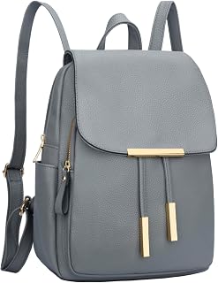 KKXIU Trendy Leather Backpack Purse for Women and Ladies Shoulder Travel Daypacks Bags (A-Grey)