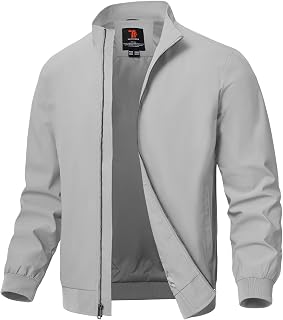 TBMPOY Mens Lightweight Waterproof Bomber Jacket Casual Windbreaker Full Zip Golf Dress Outerwear