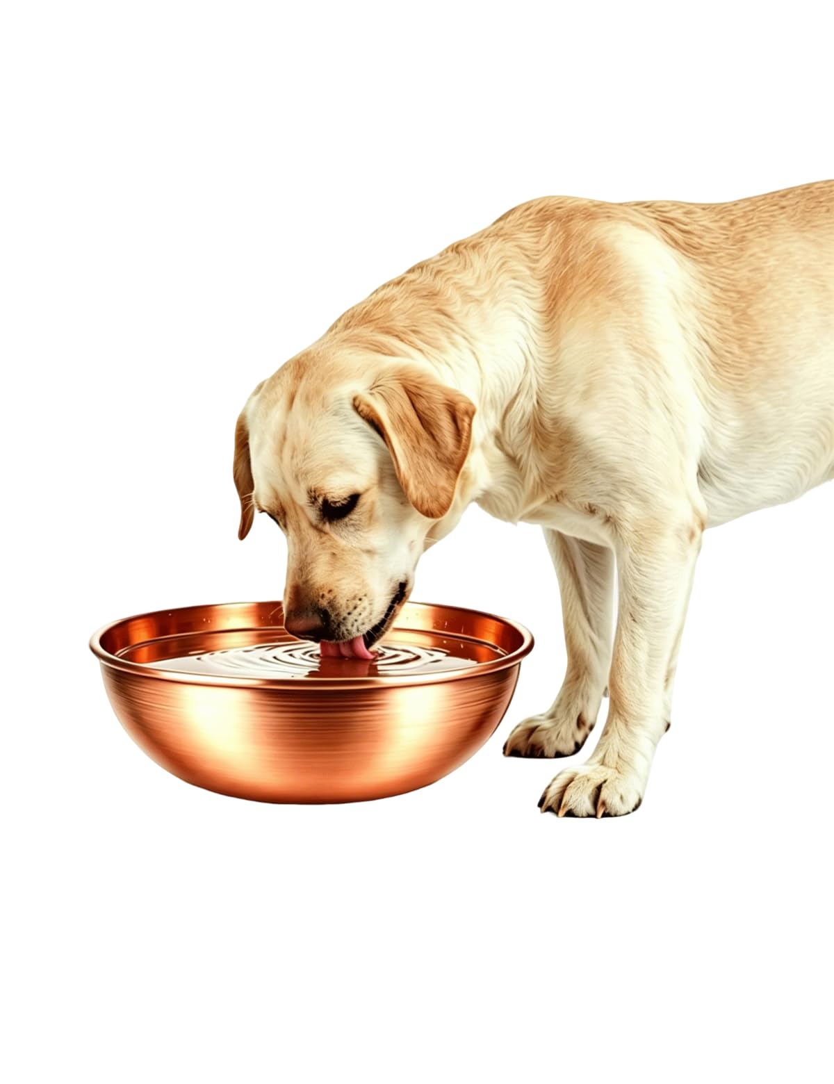 PurCoperx 8.66 Inch Large Round Hand Forged Pure Solid Copper Pet Bowl, Heavy Du