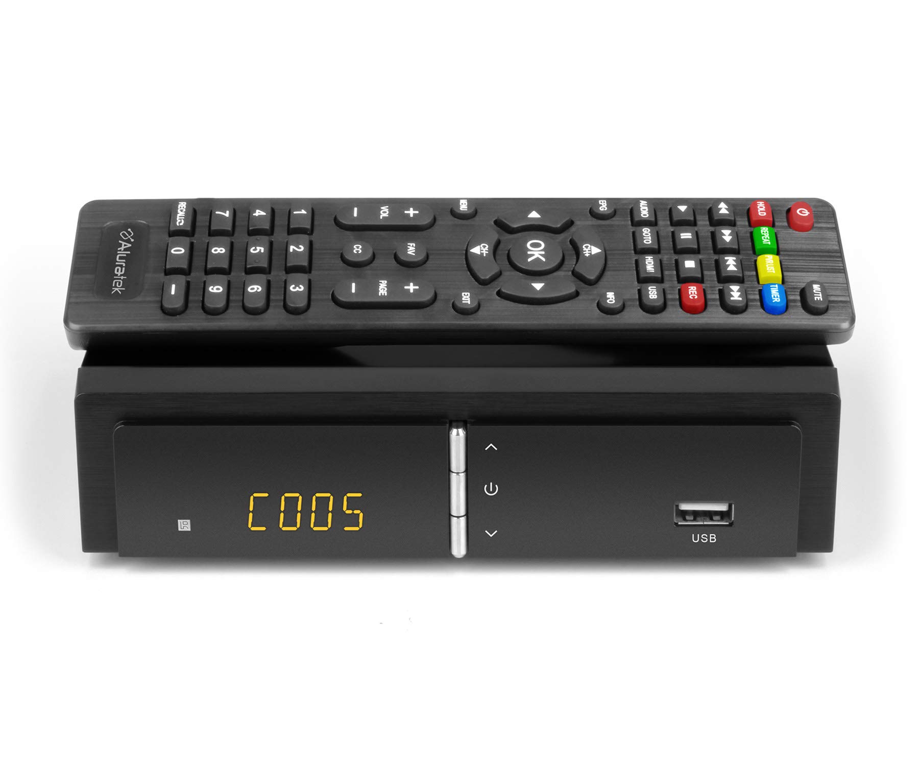 Aluratek Digital TV Converter Box with Digital Video Recorder (ADTB01F), Black