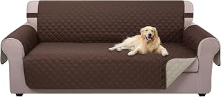 U-NICE HOME Reversible Sofa Cover Couch Cover for Dogs, Coffee/Beige | 68''Sofa Mat Washable, Pet Friendly, Elastic Straps, Water Repellent, Furniture Protector for 3 Cushion Couch