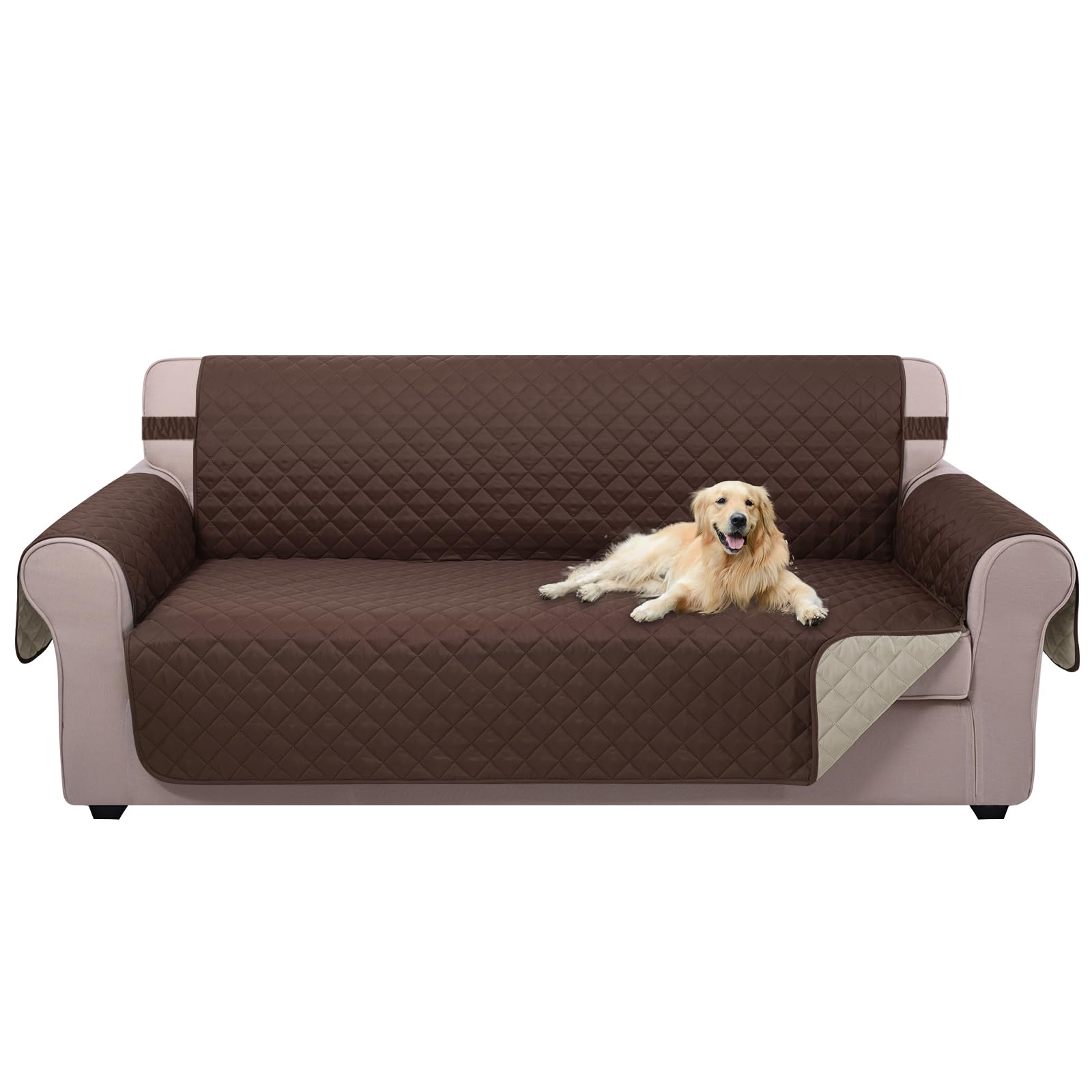 U-NICE HOME Reversible Sofa Cover Couch Cover for Dogs, Coffee/Beige | 68''Sofa 
