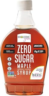 Wholesome Yum Zero Sugar Maple Syrup, Keto Maple Syrup (Plastic Bottle) | Keto Sugar Free Pancake Syrup. Low Carb, Gluten-Free, Vegan, Non GMO, No Erythritol, Tummy Friendly, No Aftertaste (12 fl oz)