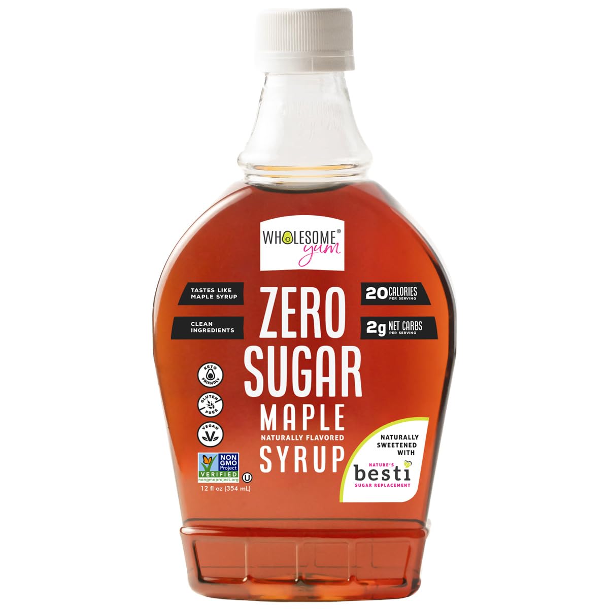 Wholesome Yum Zero Sugar Maple Syrup, Keto Maple Syrup (Plastic Bottle) | Keto S