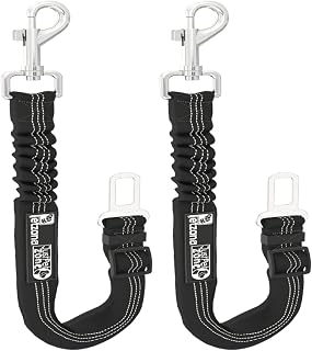 2 Pack Dog Seat Belt for Cars UK, Dog Car Harness, Heavy Duty, Double Layer, Elastic, Adjustable Safety Pet Seat Belt (Black).