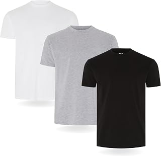 FM London 3/5 Pack Mens T Shirt, Premium Weight, 100% Cotton & Super Soft