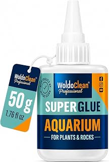 WoldoClean Aquarium Super Glue Gel 50g Fish Safe - Reef Coral Rock Plants | Cyanoacrylate Adhesive for Aquascaping, Java Moss, Anubias, Driftwood, Frags, Terrarium and Reptile Tanks, Bonds Underwater