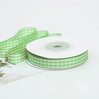 3/8" x 25 Yards Light Green Gingham Ribbon Buffalo Check Ribbon for Gift Wrapping, DIY Crafts, Weddings, Holiday Party Decorations