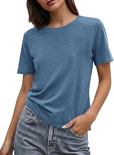 Cicy Bell Womens Summer Short Sleeve T-Shirts Trendy Casual Crew Neck Tops Loose Fit Basic Tees