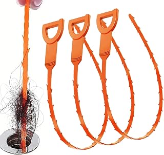 Speetop Drain Snake Clog Remover:3 Pcs Hair Clog Auger 25In Drain Cleaner | Hair Drain Cleaner Tool Suitable for Dredging Clogged Pipes, Sink, Shower Drains(Orange)