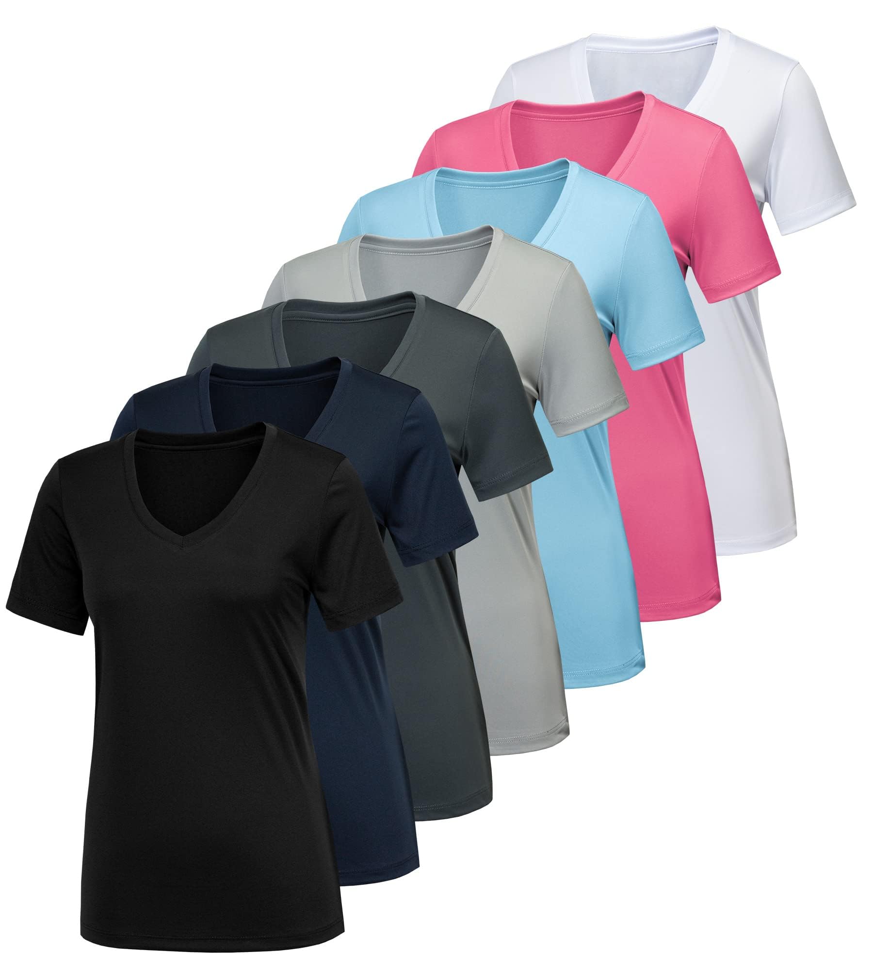 CE' CERDR 5/7 Pack Women’s Workout Shirts Quick Dry V Neck Athletic T Shirt