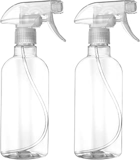 DIYSELF 2 Pack Spray Bottles for Cleaning 16.9 oz/500 ml Empty Spray Bottle | Heavy Duty Plastic Spray Bottles with Nozzle for Screen Printing Hair Pets, Clear Squirt Mist Spray Bottle for Plants
