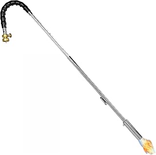 Flame King YSNPQ810CGA Propane Torch Weed Burner with Integrated Lighter, 24000 BTU, 33 inches Long, Silver