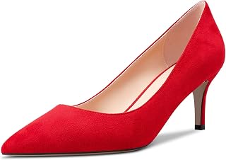 Castamere Women's Needle Medium Kitten Heel 6.5 CM Heels Pointed Toe Pumps Slip-on Classic Cute Office Shoes