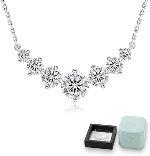 KRKC Moissanite Pendant for Women, Lab Created Diamond Necklace Anniversary Birthday Valentines Christmas Romantic for Her, 5-8mm VVS1 Clarity D Color, S925 Sterling Silver Chain 14K White Gold