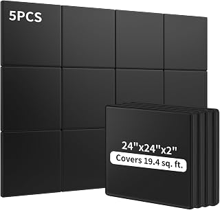 10 Pack Golf Sim Padding Wall 24" x 24" x 2" Golf Simulator Padding | Coverage 38.8 sq. ft | Memory Foam | 40 Hook & Loop Strips (Mounting & Replacement) | PU Leather Surface