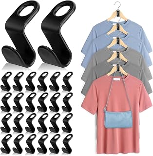 Pack of 50 Space Saving Hanger Hooks & Clips for Plastic Hangers