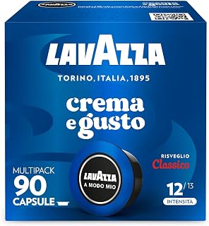 Lavazza, A Modo Mio Crema e Gusto Risveglio Classico, 90 Coffee Capsules | with notes of chocolate and dried fruits, Arabica and Robusta, intensity 12/13, medium roasting