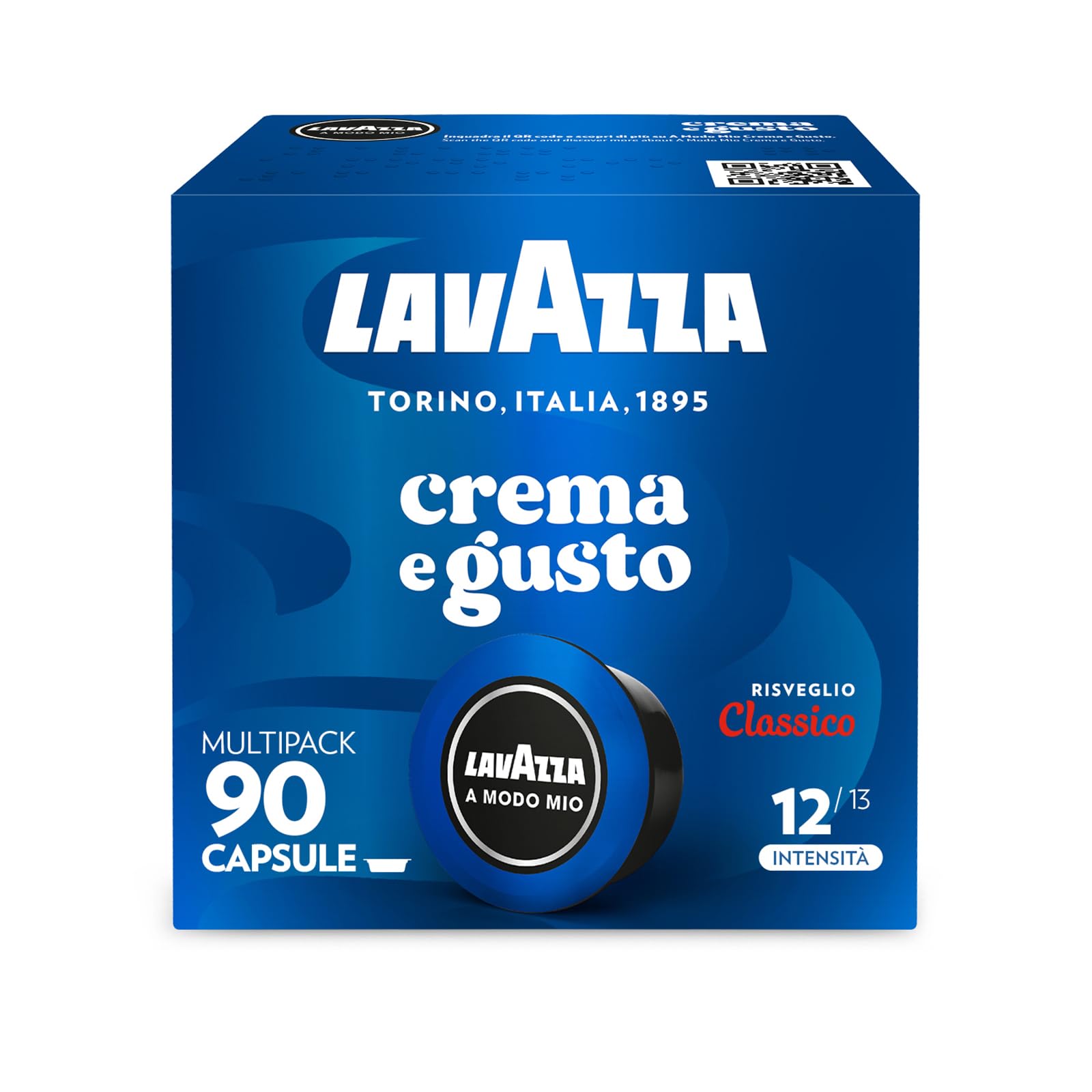 Lavazza, A Modo Mio Crema e Gusto Risveglio Classico, 90 Coffee Capsules | with 