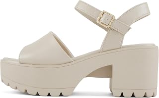 Soda "Stacie" ~ Women's Open Toe Pulley Sole Mid Heel Adjustable Ankle Strap Sandals