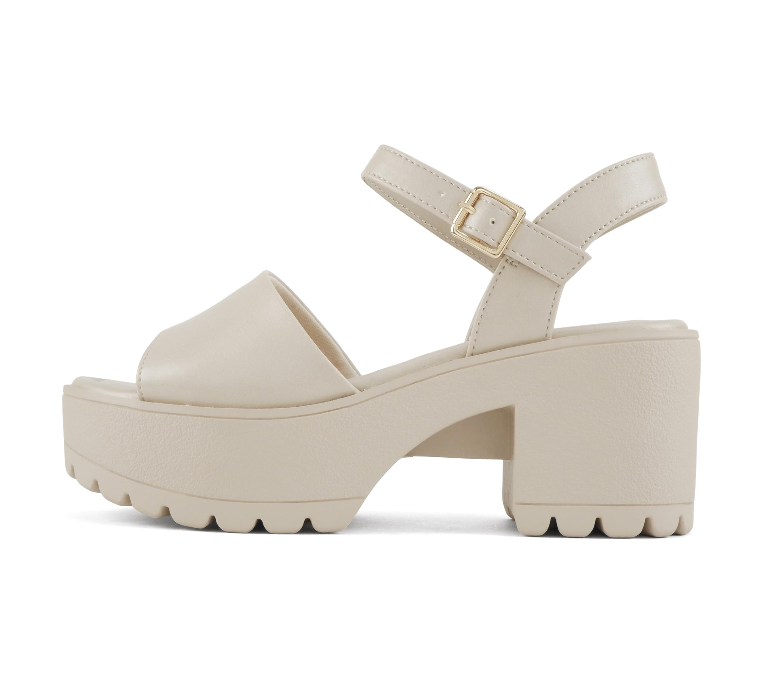 Soda "Stacie" ~ Women's Open Toe Pulley Sole Mid Heel Adjustable Ankle Strap San