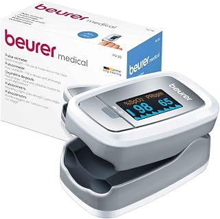 Beurer PO 30 Professional Digital Pulse Oximeter for Blood and Pulse Oxygen Saturation Measurement 61 x 36 x 32 mm 57 g White Silver