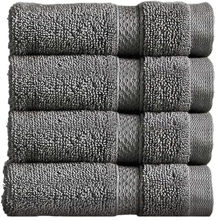 Christy Chroma 4 Piece Face Towels Set - Soft Velvety Face Towels - Soft & Bright for Face and Body - 100% Cotton - Ash Grey
