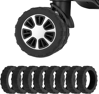 8Pack Luggage Wheel Protection Cover, Wear Resistant Anti Noise Silicone Protector Cover for 2.2-2.6" Spinner Wheel for Suitcase Chair Caster Travel, Black