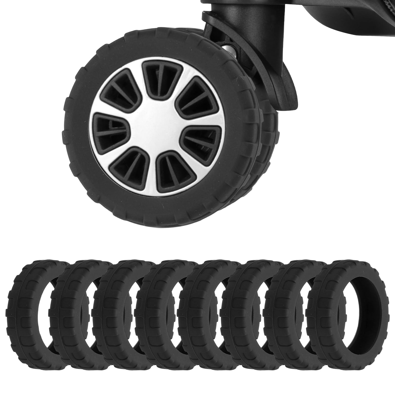 8Pack Luggage Wheel Protection Cover, Wear Resistant Anti Noise Silicone Protect
