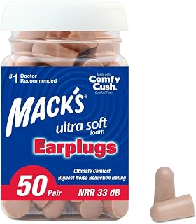 Mack's Ultra Soft Foam Earplugs, 50 Pair - 33dB Highest NRR | Made in USA