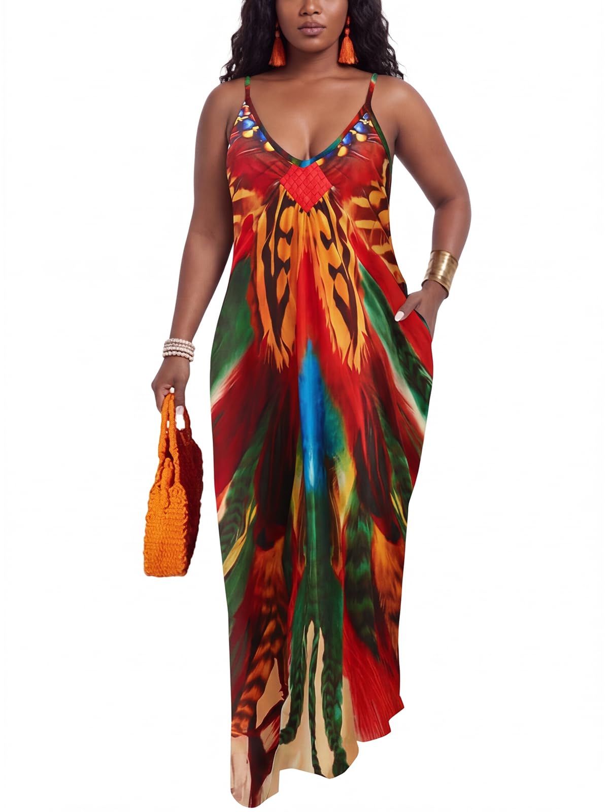 PerZeal Women Sexy Floor Length V Neck Adjustable Spaghetti Strap Sleeveless Col