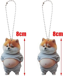 Set of 2 Cute Cartoon Chubby Dog Cat Mascot Keychain 2D Flat Acrylic Pendant Cat Hanging Ornament Car Rearview Mirror Interior Accessories Window Decoration Gift (Style 4, 8cm)