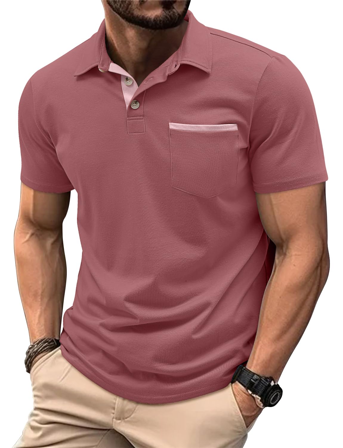 Casual Polo Shirts for Men Summer Short Sleeve Classic Fit Polo T Shirts Comfy G