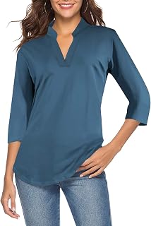 CEASIKERY Women's V-Neck Tunic Blouse Casual Shirt