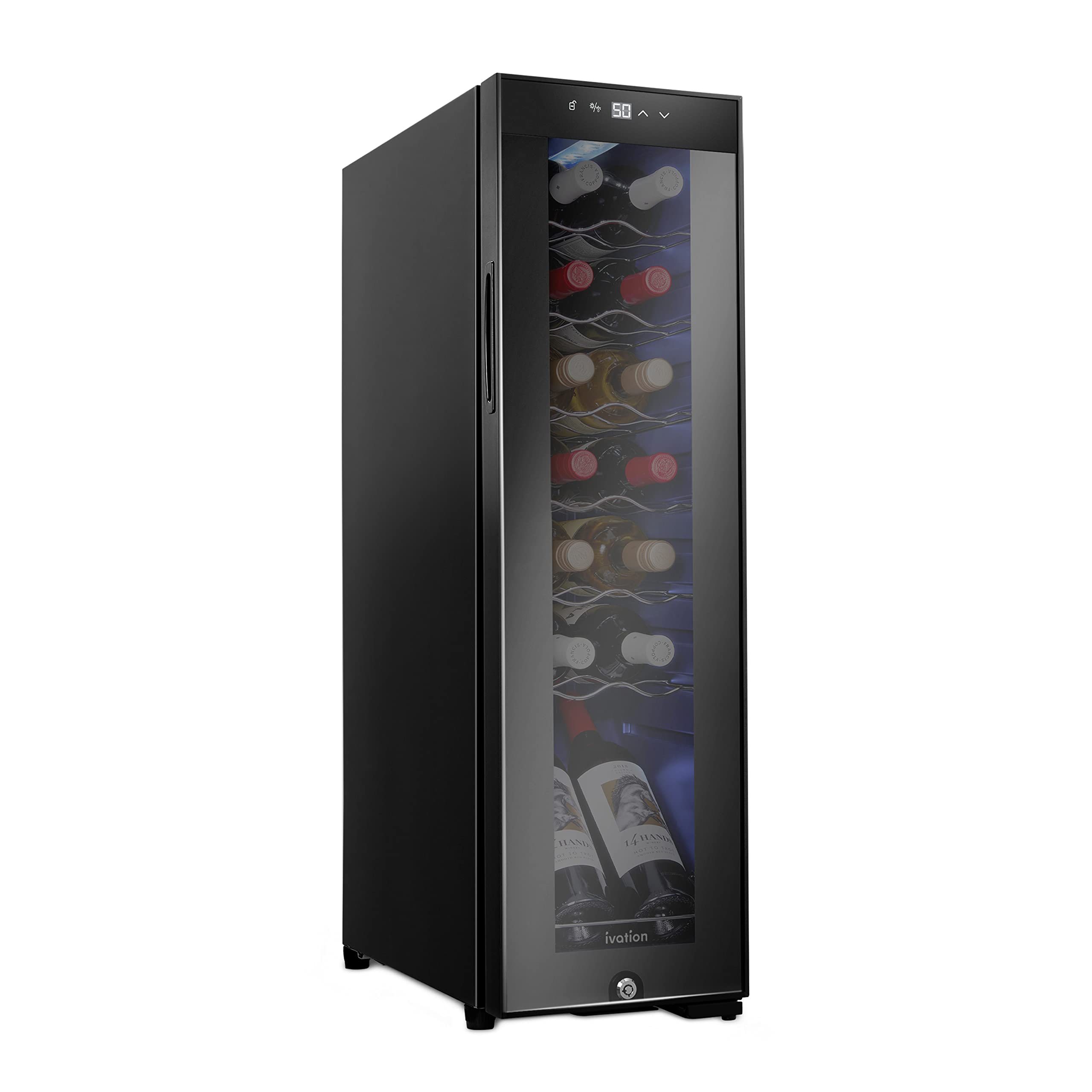 Ivation 14 Bottle Compressor Wine Cooler Refrigerator w/Lock | Large Freestandin