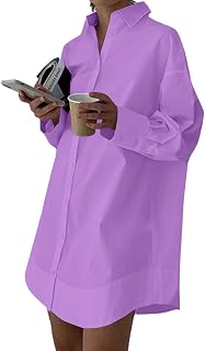 LYANER Women's Casual V-Neck Shirt Dress
