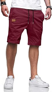 JMIERR Mens Cotton Stretch Shorts Casual Drawstring Twill Chino Shorts