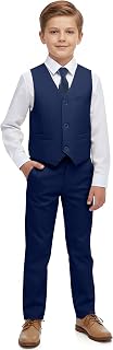 Boys 4-Piece Suits with Suspender Kids Formal Wedding Pants Set for Teen Boys