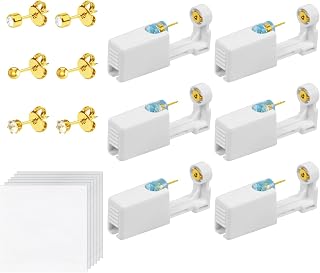 Aucuu Disposable Ear Piercing Gun, Painless Disposable Self Ear Piercing Kit, Safety Asepsis Earring Ear Stud Gun Kit Tool with 10 Ear Studs for Girls Women Men