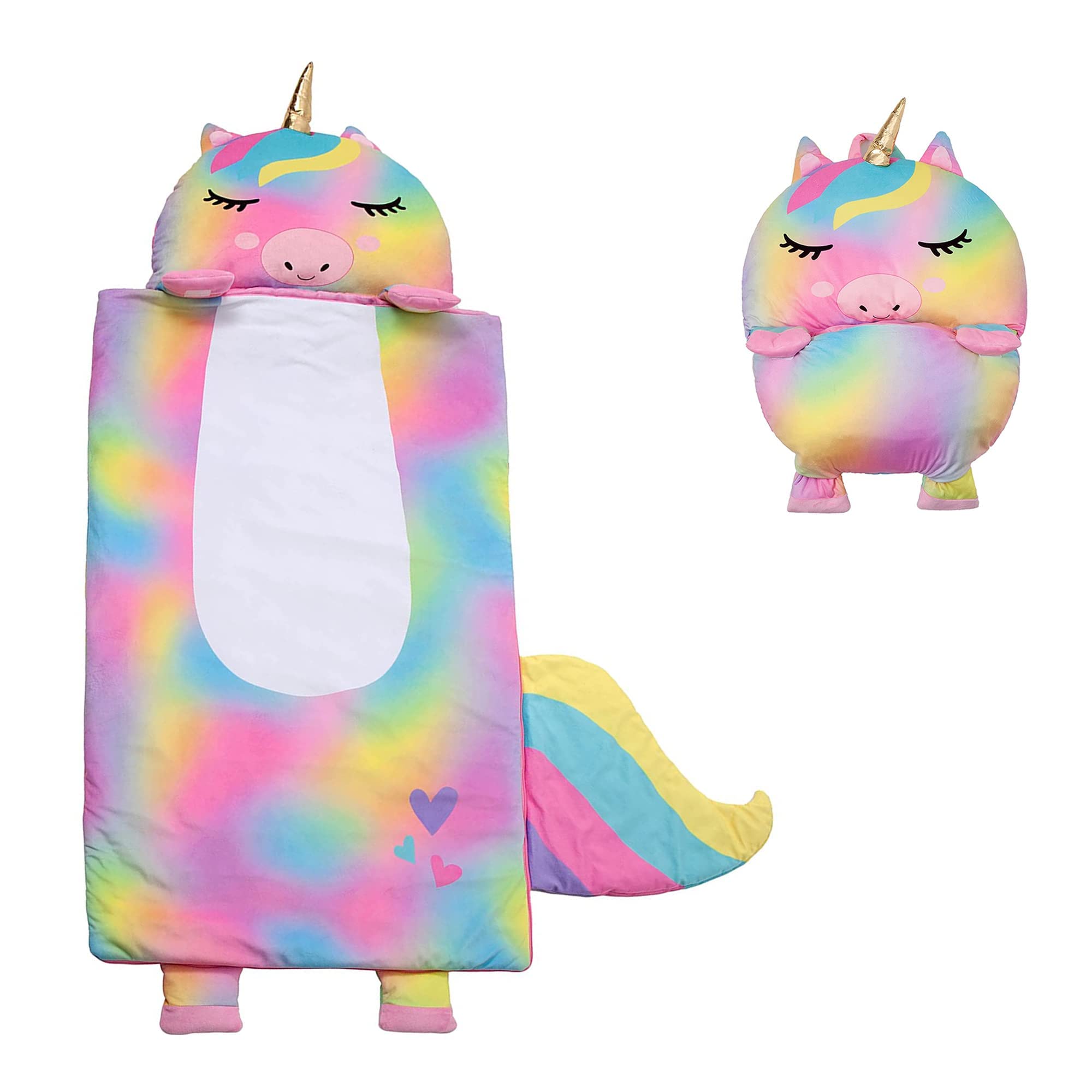Kid's Nap Buddies Character Preschool Nap Mat, Toddler Sleeping Bag with Pillow 